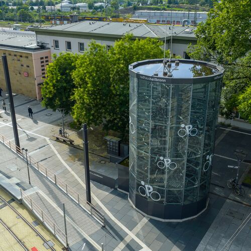 Aerial view of the Bikesafe at Heilbronn Central Station