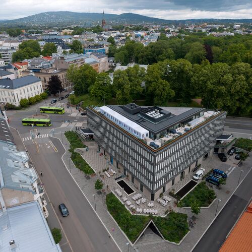 Aerial view of the building that formerly housed the US Embassy in Oslo